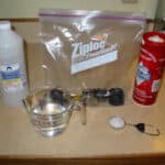 Cleaning Volcano Vaporizer Parts with rubbing alcohol and sea salt in ziplock baggy